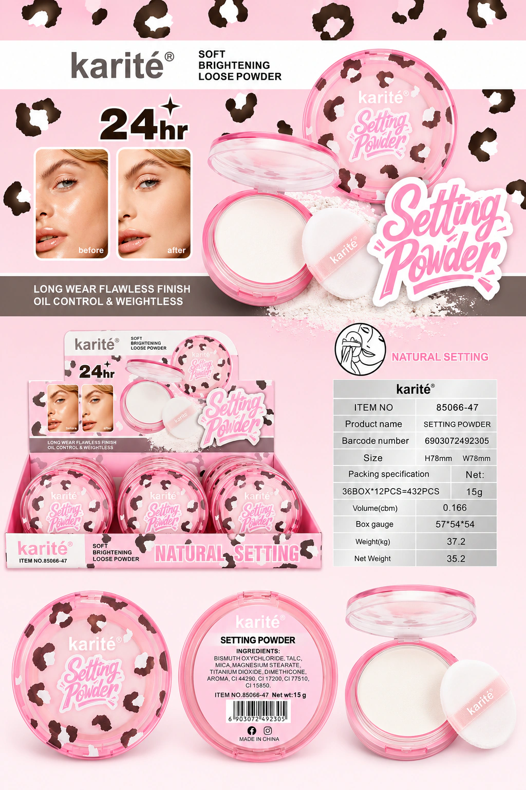 Polvo volatil fijador Natural Setting Powder Karite